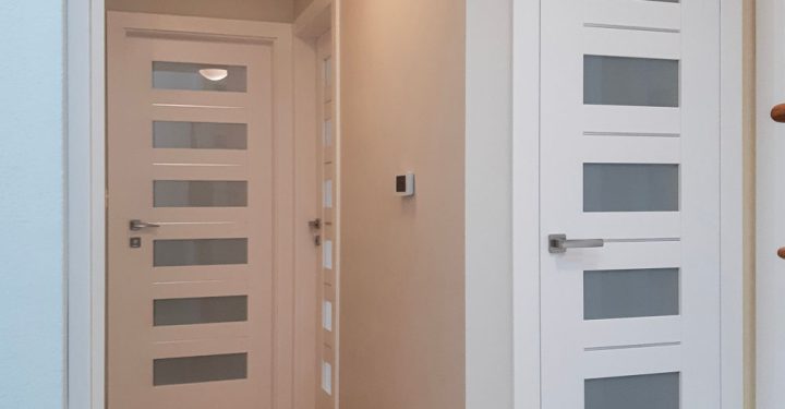 Modern interior doors of a house, doors having lever handles